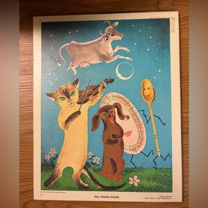 Hey Diddle Diddle Vintage Art Print plaque